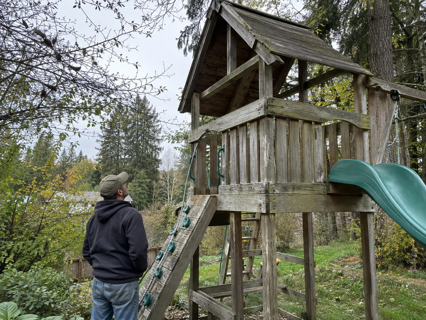 Illustrative assessment of wooden playset removal